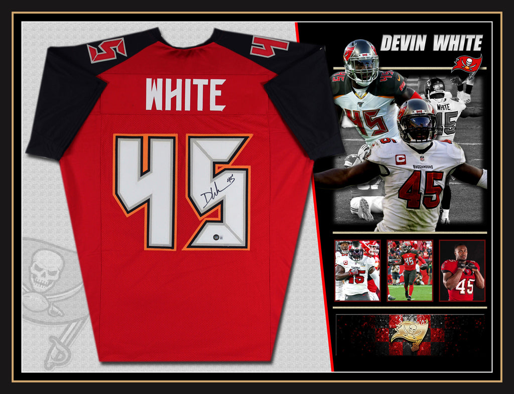 Devin WHITE Tampa Bay Buccaneers Signed & Framed Red Custom Jersey (Beckett)
