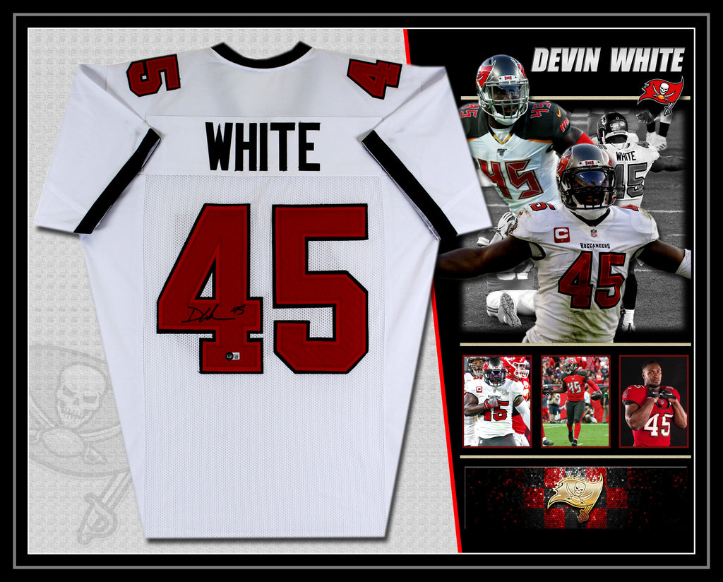 Devin WHITE Tampa Bay Buccaneers NFL Signed & Framed Custom Jersey (Beckett)