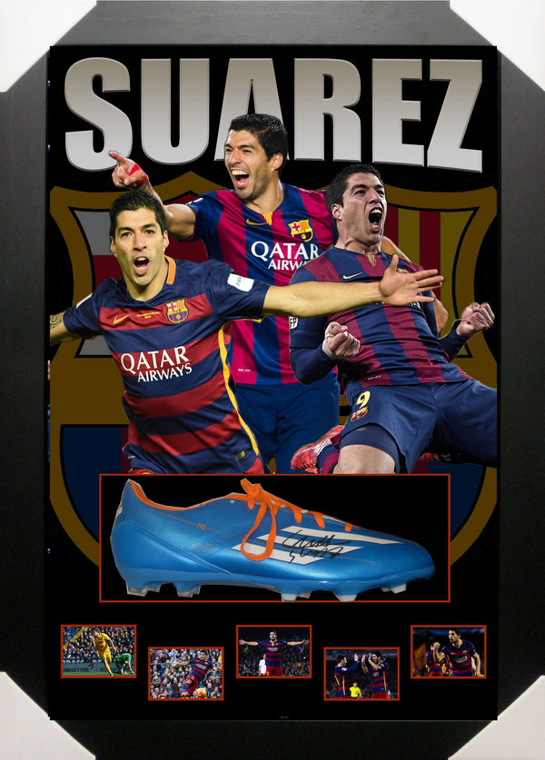 LUIS SUAREZ BARCELONA FC SIGNED & FRAMED FOOTBALL BOOT