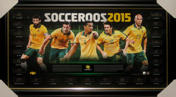 2015 SOCCEROOS ASIAN CUP FULL SQUAD SIGNED & FRAMED LITHOGRAPH ATAG