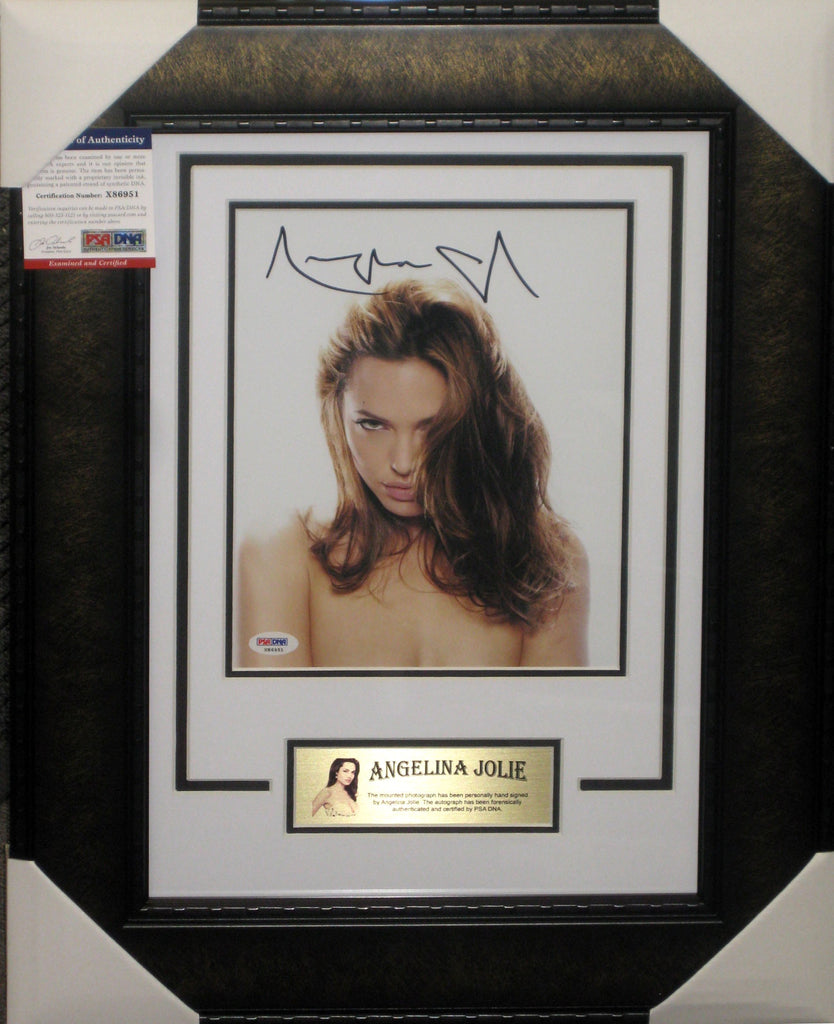 ANGELINA JOLIE - SEXY SIGNED & FRAMED 8 X 10 INCH PHOTOGRAPH (PSA DNA)
